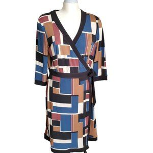 Chapter One Colorblock Abstract Wrap Dress Size Large
